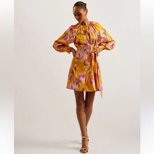 NWT TAKEMI Ted Baker Blurred Floral Print Mini Dress Size 1 Small